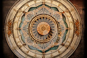 intricate mandala with golden ratio spiral overlay