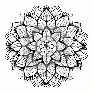 Intricate Mandala Tattoo Design: Detailed Black And White Illustration