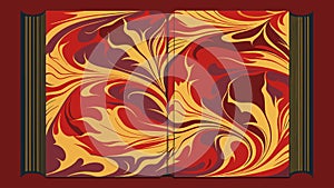 Intricate marbled endpapers are painstakingly recreated capturing the original beauty of the books binding.. Vector photo