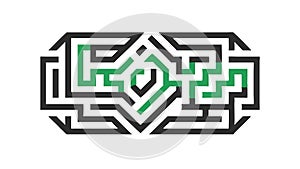 Intricate Maze Icon for Challenge Problem Solving, vector design Generative AI