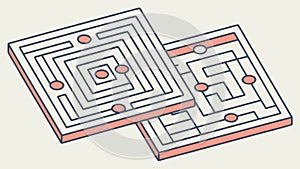 Intricate Maze Puzzle Game, Intellectual Challenge and Problem Solving, vector design Generative AI