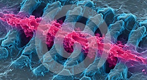 Intricate microscopic structures in vibrant color