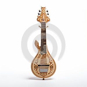 Intricate Minimalism: Wooden Guitar With Scroll Design And Shakara