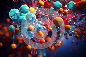 Intricate Molecules colorful digital. Generate Ai