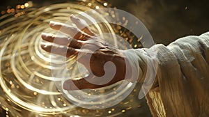 The intricate movements of a Qi Gong practitioners hands creating visible waves of energy as they harness their inner