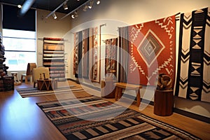 intricate navajo rug patterns on display