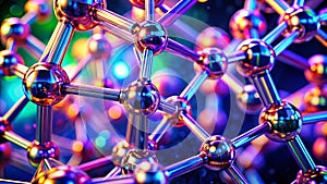 Intricate Neon Neodymium Molecular Structure A Vibrant Macro View of Abstract Scientific Design photo