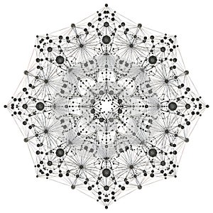 Intricate network of interconnected nodes and clusters in a complex graph