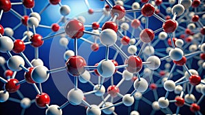 Intricate network of interconnected spheres representing molecular structures in a scientific illustration. Generative AI