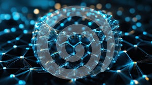 An intricate neural network design with interconnected nodes and glowing links, symbolizing artificial intelligence.