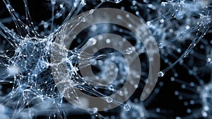 intricate neural network glowing blue