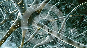 Intricate Neural Network Synapses Close-up Illustration