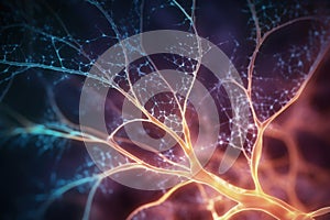 Intricate neural network visualization with glowing connections