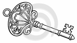 Intricate Old Skeleton Key Decorative Security Element, vector design Generative AI