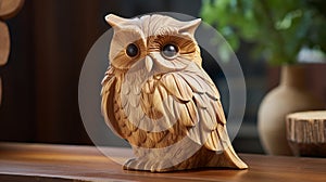 Intricate Owl Statue With Luminous Quality And Detailed Craftsmanship