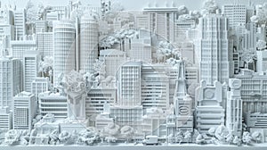 Intricate Paper Art Depicting Big Data Technology and Cyber Security in a Modern Urban Landscape