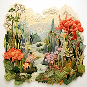 Elina Seks: Intricately Sculpted Tropical Landscape In Textile Art photo