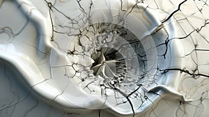 The intricate pattern of shattered porcelain resembles a frozen moment of chaos frozen in time on the fragile vessel photo