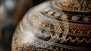 The intricate patterns etched onto a gourd reveal it to be a ceremonial vessel used in spiritual ceremonies by