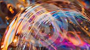 The intricate patterns formed by photons passing through a soap bubble revealing the properties of surface tension photo