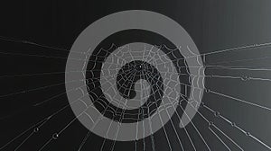 Futuristic Metallic Spider Web Design With Chrome Accents Against a Plain Black Backdrop photo
