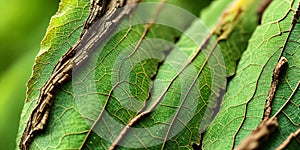 Intricate patterns and textures of leaves. Generative AI photo