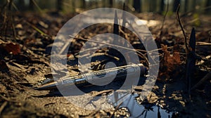 Intricate Pen Illustration Of A Bushcraft Rifle In Golden Light