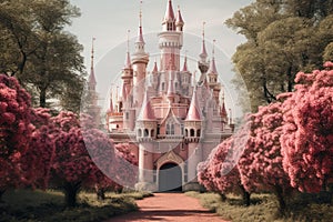 Intricate Pink princess castle. Generate Ai