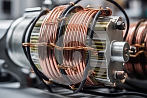 Modern big copper powerful motor. Generative AI