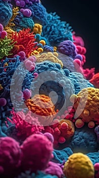 The Intricate Process of Ribosomes Synthesizing Proteins in Vivid Colors .