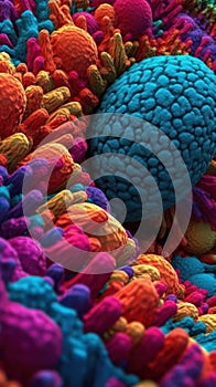 The Intricate Process of Ribosomes Synthesizing Proteins in Vivid Colors .