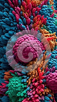 The Intricate Process of Ribosomes Synthesizing Proteins in Vivid Colors . photo