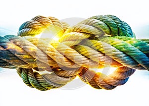 Intricate Rope Knots and Twines in Stunning Double Exposure Photography Abstract Patterns on a White Background photo