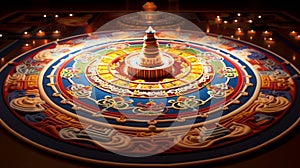 An intricate sand mandala designed to represent the cyclical nature of financial markets