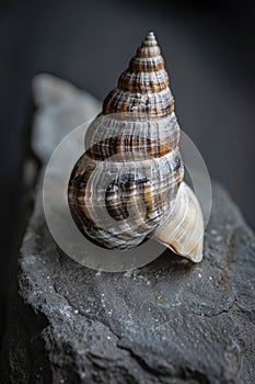 Intricate shell on dark background