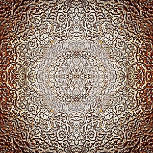 Intricate silver pattern as burnished abstract photo