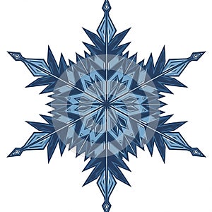 Intricate snowflake design featuring sharp, angular lines and geometric shapes.