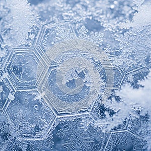 Close up view highlights the complexity and beauty of natural ice crystals