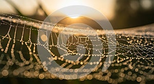 An intricate spider web adorned with