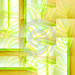 Intricate squares pattern light green yellow ocher light blue white with stripes shifted