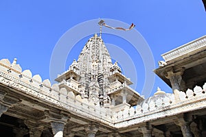 Intricate stone carving in Ranakpur hindu Jain Temple