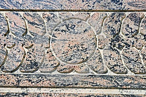 Intricate Stone Mosaic Pavement Detail with Radial Pattern Close-Up
