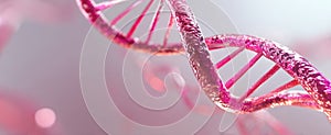 The intricate structure of DNA in vibrant pink hues showcasing biological complexity. AI generated image