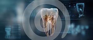 The Intricate Structure of a Tooth in a Modern Medical Visualization AI generated image