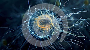 The intricate structures of a flagellated protozoa are highlighted in this image with its long slender flagella photo