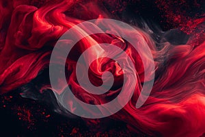 Intricate swirls of red liquid against a black background. The image is generated with the use of an AI.