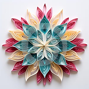 Intricate Symmetry: Abstract Paper Design on White Marble