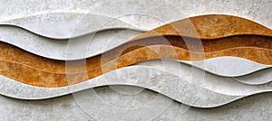 Intricate Terracotta Wave Patterns in Beige and Brown, 3D Rendered Paper Art Background Design
