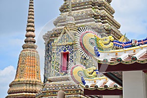 Intricate Thai-Chinese Architecture of Wat Pho or Temple of the Reclining Buddha