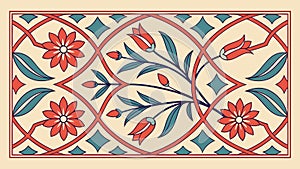 Intricate traditional square tile design with symmetrical floral pattern. vector design Generative AI